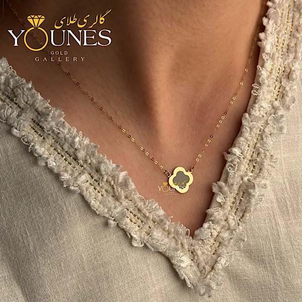 گردنبند میناکاری ونکلیف طوسی طلا